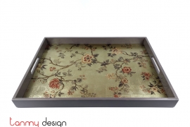 Rectangular lacquer tray hand-painted with flowers 40*55 cm